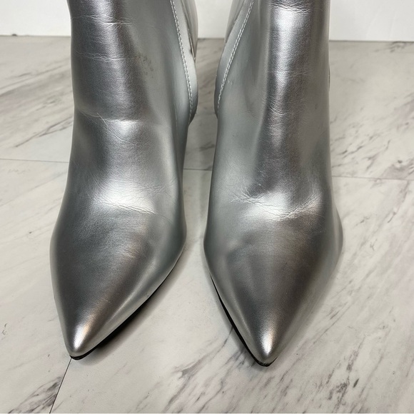 Open Edit Blythe Silver Pointy Toe Heeled Bootie 8 1/2 M - Picture 11 of 15
